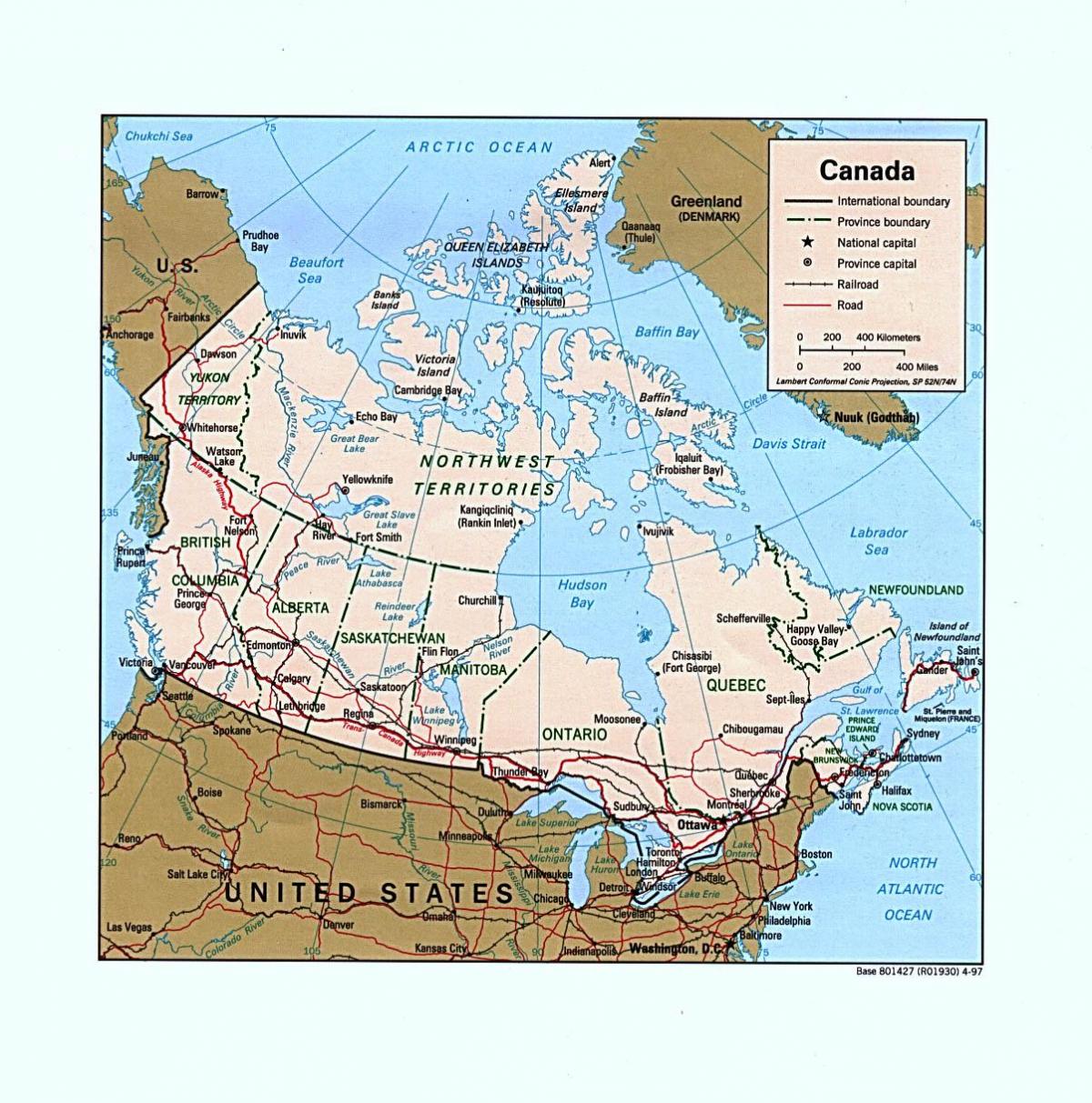 Kort Over Vest Canada Mapa norabide Kanada   Mapa Kanada norabide (Ipar Amerika  Kort Over Vest Canada